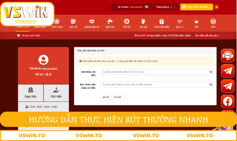 Hướng dẫn thực hiện rút thưởng nhanh cực đơn giản về tài khoản