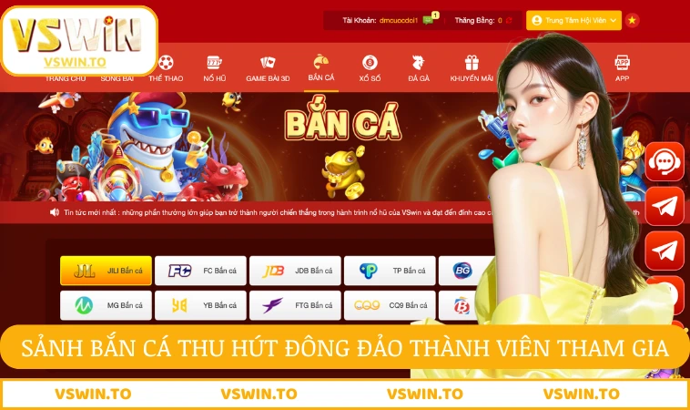Sảnh bắn cá thu hút đông đảo thành viên tham gia